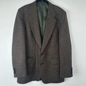 Robert Stock Classics Men’s Sport Coat Size 42 Long Brown Plaid Tweed Old Money‎